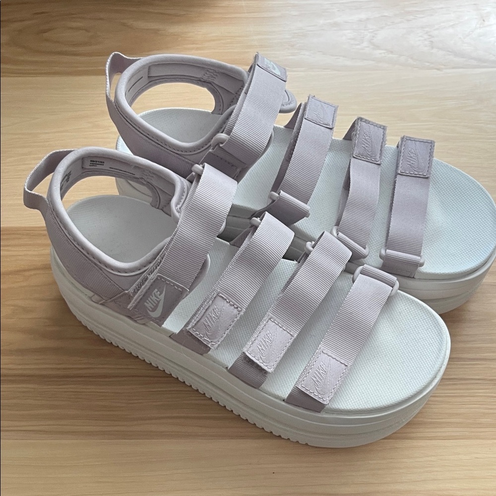 Nike Light Gray Platform Sandals